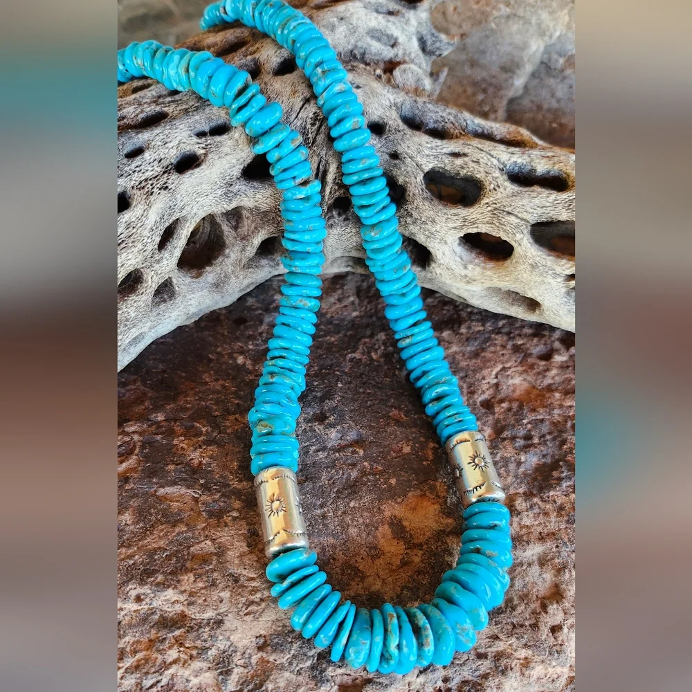 Sterling Silver Genuine Turquoise Necklace - Picture 12 of 17